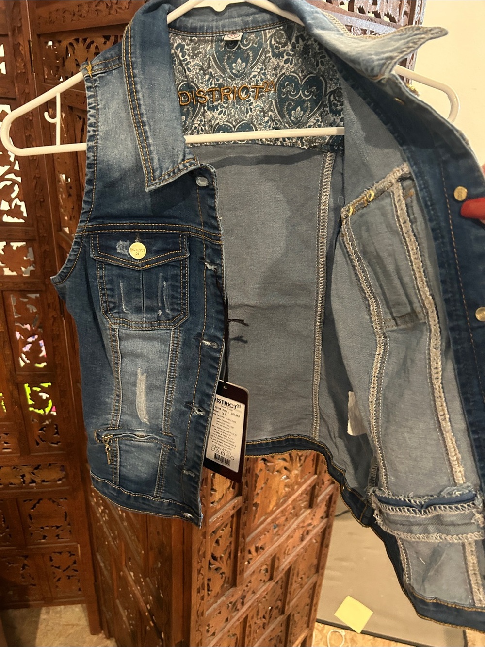 District Denim Vest in Blue - Picture 3 of 6